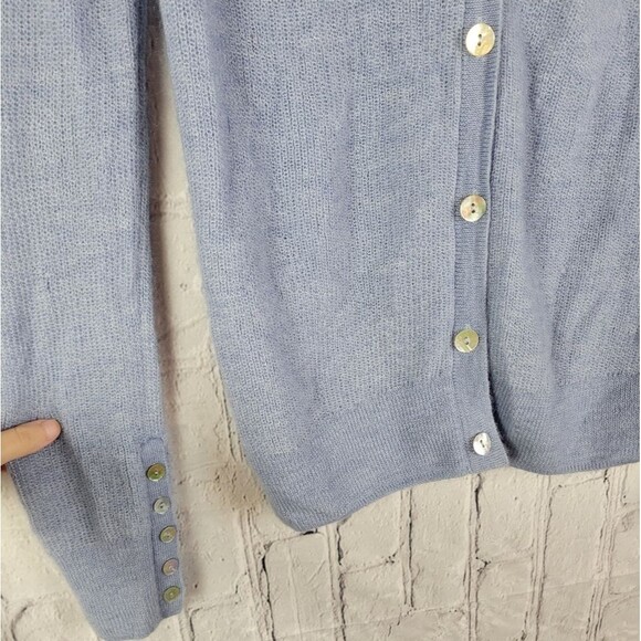 Revolve Weekend Stories Simone blue knit button front cardigan sweater top - Picture 5 of 8